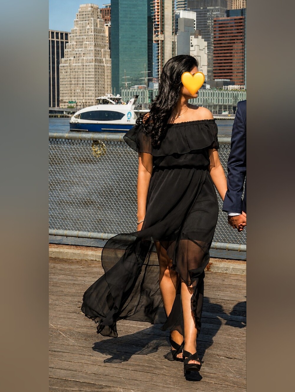 Express Black Off-Shoulder High-Low Dress